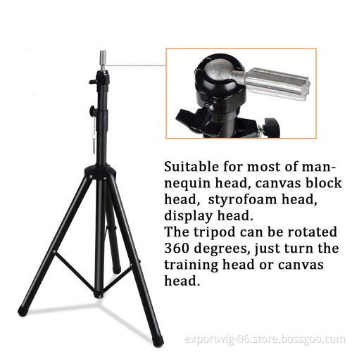 Black Heavy Duty Adjustable Hair Mannequin Stand Metal Wig Tripod Stand for Canvas Block Wig Head Stand Holder